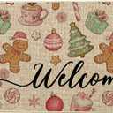 Artoid Mode Candy Gingerbread Man Welcome Christmas Doormat, Winter Low-Profile Switch Rug Home Decor Door Mat Floor Mat for Outdoor Indoor 17x29 Inch