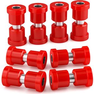 Club Car DS Front & Rear Leaf Spring Bushing Kit, Golf Cart Leaf Spring Polyurethane Bushing and Sleeves for 1981-Up DS, Upgraded Red GolfCart Suspension Shackle Parts OE Replaces 1012303 1015583