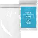 GPI - 6 Mil, Extra Heavy-Duty, 4" x 6" Clear Plastic Reclosable Zip Bags, Puncture-Resistant, Strong Resealable Poly Bags, With Lock Zipper Seal, For Screws, Nuts, Bolts & Constuction, 100 Count