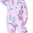 Kids Girls Boys Waterproof Colorful One Piece Snowsuits Coveralls Ski Suits Jackets Winter Jumpsuits (7 Years, Unicorn)