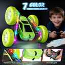 Remote Control Car, Rc Cars Stunt, RC Crawler Toys 4WD 360 Rotating with LED Light-Up Wheels & Remote Control for 6-12 for Boys Birthday Gift (Green)