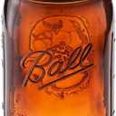 Ball Elite Collection Amber Glass Wide Mouth Mason Jar (32 oz/Quart) Amber Canning Jar - UV light Protection - Microwave & Dishwasher Safe, 1 Jar (No Lid or Band)