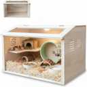Wooden Hamster Cage Chewproof, Large Hamster Cages and Habitats, Small Animal Habitat with Openable Acrylic Sheet for Gerbil, Degus Mice, Guinea Pig, Rat& Other Small Pets（24in）