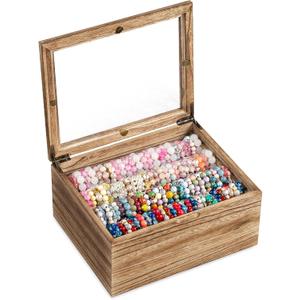 Bracelet Storage Box Holds Up to 150 Bangles, Bracelet Organizer with Clear Lid & Rods, Jewelry Display Case for Multiple Sizes, Dust-Proof Design