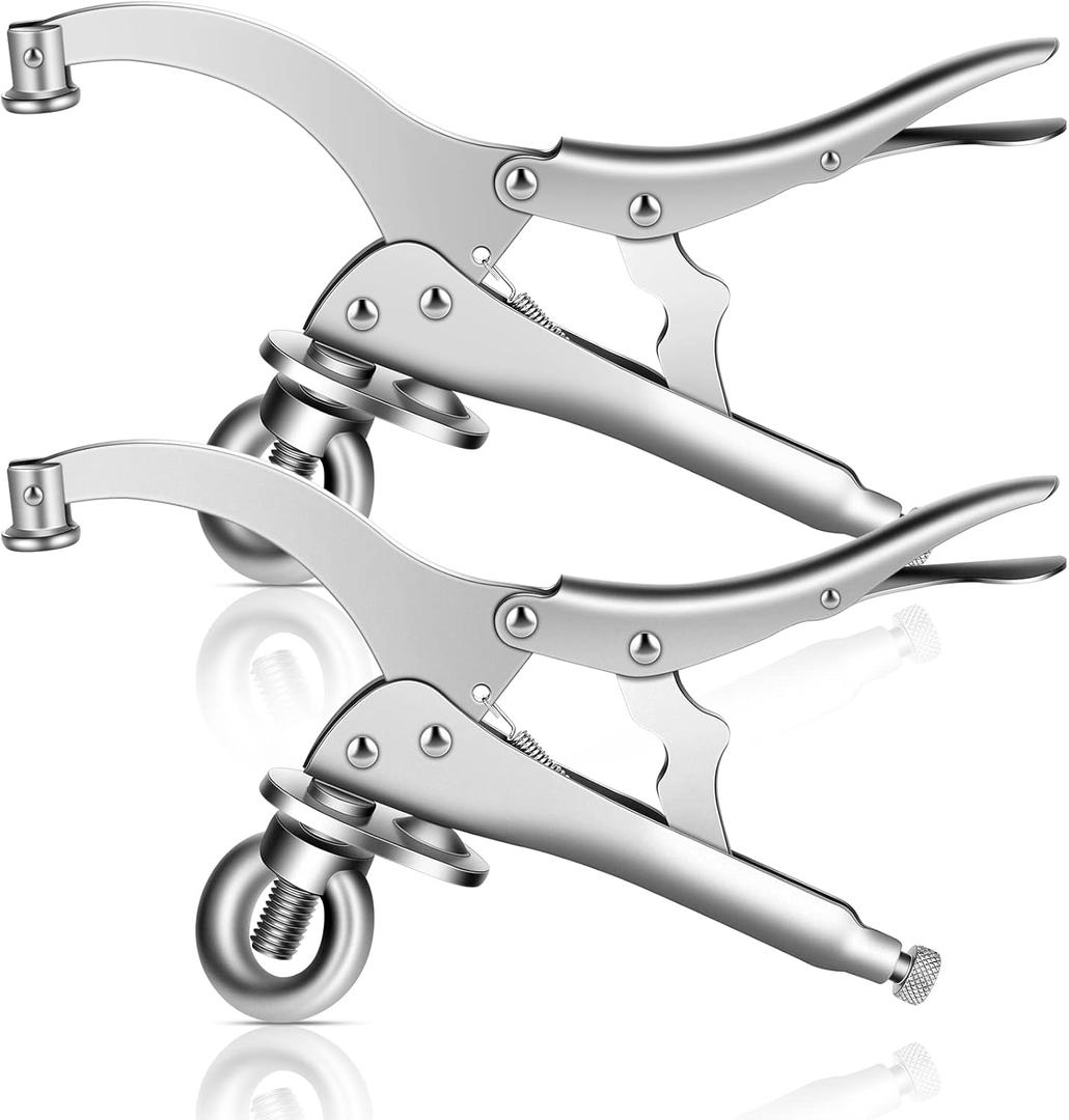 Peryiter 2 Pieces 9 Inch Drill Press Clamp Vise Fix Drill Press Locking Clamp Welding Hold Down Table Heavy-duty Accessories Silver for Locking Gripping Woodworking Attachment
