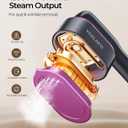 Travel Steamer for Clothes 1200W: 5-Mode Handheld Iron & Steam 15s Heat-Up, 90° Rotatable, 7-Hole Ceramic Soleplate, No-Drip Steam, 110ml Tank, 110V Deep Purple&Grey