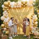 10ft x 10ft Gold Sequin Backdrop Curtain for Parties, Wrinkle Free Thick Glitter Photo Backdrop Drapes 2 Panels 5x10FT Shimmer Back Drop Cloth Shiny Fabric for Wedding Birthday Photography Background