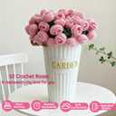 47-Inch Round Crochet Rose Flower Bouquet Blanket for Bed & Couch, Romantic Gift for Daughter Birthday, Valentine, Christmas,Mother's Day (Pink)