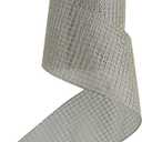 HUIHUANG Champagne Glitter Wired Ribbon 4 inch for Christmas Tree, Champagne and Blue Square Mesh Wired Ribbon for Large Bows, Garlands, Wreaths, Swag, Gift Wrapping, Home Decor- 10 Yards