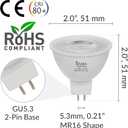Simba Lighting LED MR16 5W 12V Light Bulb (10 Pack) 35W to 50W Halogen Spotlight Replacement for Landscape, Accent, Track Lights, Desk Lamps, FWM EXN, GU5.3 Bipin Base, 2700K Warm White, Not Dimmable