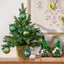 WDS WONDROUS 12-Piece St Patricks Day Ornaments Set, 4 Designs Green Glitter Glass Ball Decorations with Ribbon Bow for Christmas Tree Home Party Spring Decor, Irish Lucky Holiday (Green and White)