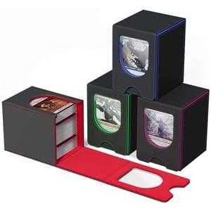 banloga 4 Pack Card Deck Box for MTG Commander, Card Case Holds 100+ Double-Sleeved Cards, Magic Card Box Fits for TCG/PTCG/CCG Card with 8 Dividers (4 Colors)