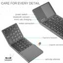 Foldable Bluetooth Keyboard,Wireless Portable Keyboard with touchpad,Rechargeable Pocket-Size Folding Travel Keyboard for iOS,Android,Windows Devices-Space Gray