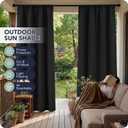 Patio Curtains Outdoor Waterproof - 4 Panels Weatherproof Privacy Outside Curtains with Rod Pocket for Pergola, Gazebo, Porch, Cabana, Balcony, 54 x 84 Inch, Black