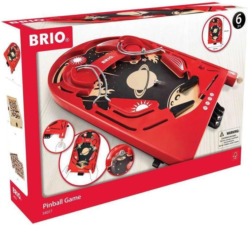 BRIO 34017 Pinball Game - Classic Vintage Arcade Style | Engaging Brain Game for Kids and Adults | Ideal Gift for Ages 6 and Up, Red