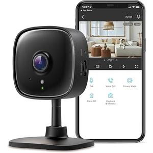 Tapo 2K Indoor Wired Security Camera  Works as a Baby Monitor & Pet Camera, Person/Motion/Baby Cry Detection, 2Way Audio, Siren, SubscriptionFree Local Storage or Optional Cloud, Black, C111