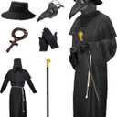 Nicexx Plague Doctor Mask Costumes Set 6 in 1 Halloween Beak Mask Plague Dr Outfit for Adults (XX-Small)