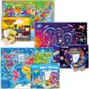 QUOKKA 3X Set Learning Board Games for Kids 6-8 - Educational Trivia Cards Ages 8-12 - Travel United States - World Map - Explore Outer Space - Gift for Children and Teens 4-8 - Floor Puzzles