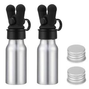 Chunful 2 Pcs Essential Oil Inhalers Leakproof Double Hole Aluminum Aroma Nasal Inhaler Cap Mini Perfume Dispenser Bottle for Enhances Aromatherapy (Black)