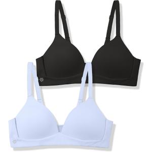 SALIA GIRL Soft Lightly Padded Teen Bras for Girls, Pull-On Wireless Training Bras for Teens Ages 10-14, Everyday Comfort (Large, Blue/Black)