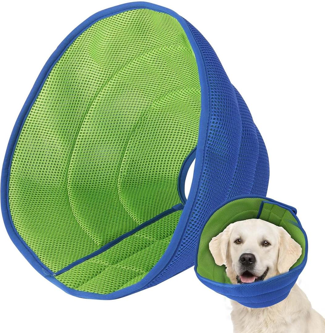 Dog Cone Soft Recovery Collars & Cones After Surgery for Medium Large Dogs, Comfy Ecollars to Stop Licking, Adjustable, Dog Ecollars for Recovery Fabric: Soft Comfort, Ecollars of Shame Alternatives (L (Fit 20-49 lb Dog), Mesh Cloth - Blue)