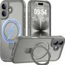MOCCA Design for iPhone 17 Case, Compatible with Magsafe [Premium Invisible Magnetic Ring Stand] [Military Drop Protection] Full Camera Guard Translucent Matte Slim Phone Cover 6.3", Titanium Gray