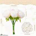 U'Artlines 2 Bouquet 10 Heads Artificial Peony Silk Flower Leaf Home Office Wedding Party Festival Bar Decor (Cream White)