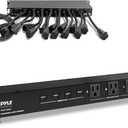 Pyle 19 Outlet 1U 19" Rackmount PDU Power Distribution Supply Center Conditioner Strip Unit Surge Protector 15 Amp Circuit Breaker 4 USB Multi Device Charge Ports 15FT Cord, Black - PCO865