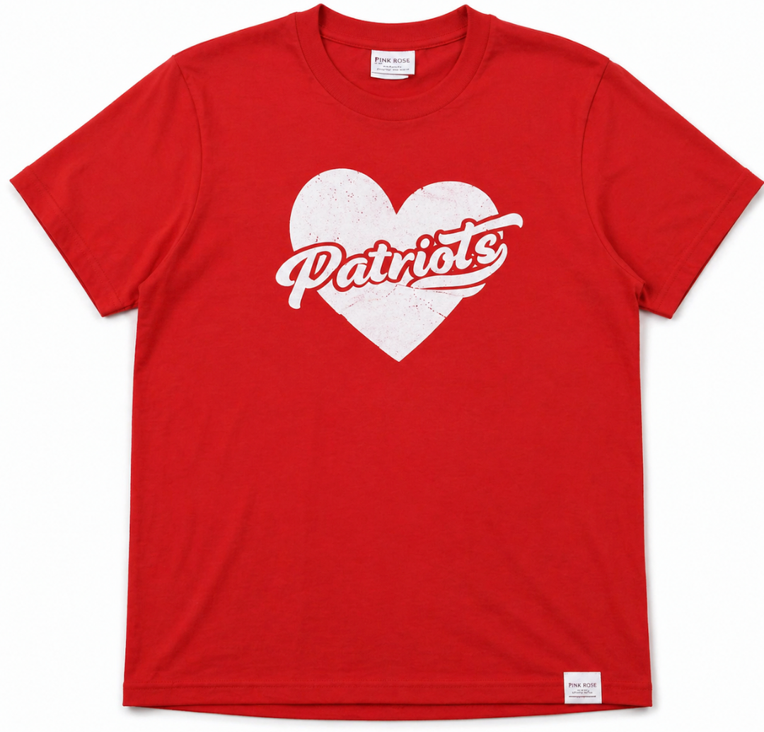 PORT COMPANY Custom Heart Patriots T-Shirt Red S