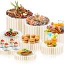 8 Pcs Buffet Risers, Acrylic & Cardboard Foldable Table Food Display Stands with Acrylic Plates Risers for Catering Dessert Cake Jewelry for Wedding Birthday Christmas Party Decorations White