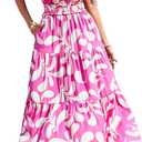 KIRUNDO Floral Maxi Dresses for Women 2026 Spring Summer Wedding Guest Short Sleeve Smocked Waist Flowy Beach Vacation Dress (XXL)