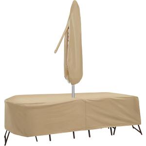 Protective Covers Weatherproof Patio Table and Chair Set Cover, 80 Inch x 96, Inch Oval/RectangleTable, Tan - 1151-TN