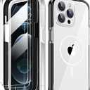 COOLQO Magnetic for iPhone 13 Pro Case with Screen Protectors, Compatible with MagSafe, Military Grade Drop Protection, Dual Layer Design Heavy Duty Protective Shockproof Phone Case, Black