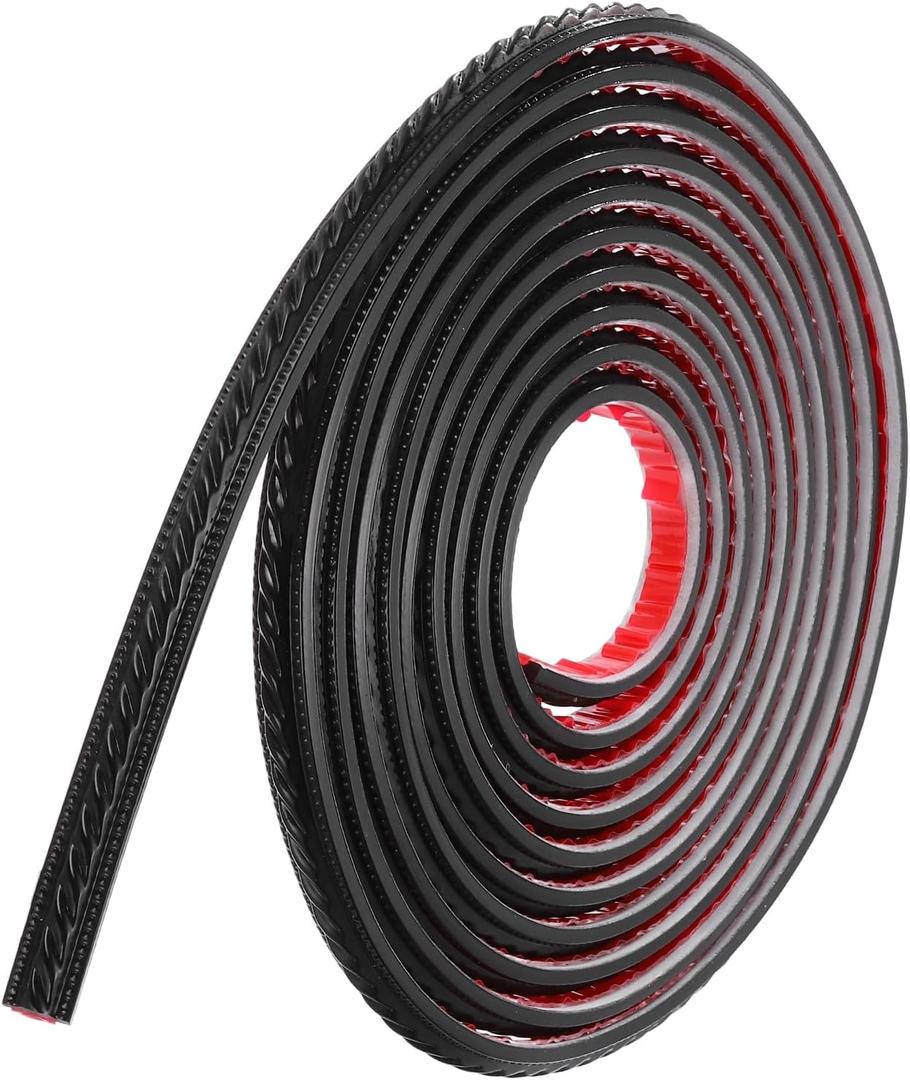 Uxcell Peel and Stick Molding Trim for Walls 0.6" x 16 ft Flexible Mirror Molding Trim Self-Adhesive Wall Paneling Strip Wallpaper Border for DIY Floor Wall Baseboard, Black