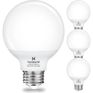hansang G25 LED Globe Light Bulbs, Bathroom Vanity Light Bulbs E26 Base Warm White 2700K for Bedroom Makeup Mirror Lights, 60W Equivalent(5W), 500LM Non-dimmable,4Pack