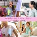 2 x 2Pcs 10mm Straw Covers for Stanley Cup 30&40 Oz, Cloud Flower Silicone Straw Toppers with 2Pcs Personalized Charm Accessories with Chains (2+2)