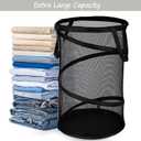 BATTOO 2 Pack Large Collapsible Laundry Basket Foldable Mesh Pop Up Hamper with Handles for Laundry Room, Bathroom, Kids Room, College Dorm, Travel, Storage Organizer Black
