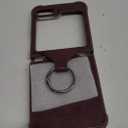 MONASAY Phone Case Compatible for Galaxy Z Flip 5,[Screen Protector Included] Leather Cell Phone Cover with Ring Compatible for Samsung Galaxy Z Flip 5, Burgundy