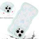 Aitipy for iPhone 13 Pro Max Case, Wavy Frame Cute Ribbon Bowknot Pattern Aesthetic Transparent Back Soft TPU Shockproof Phone Case for Women Girls, Blue