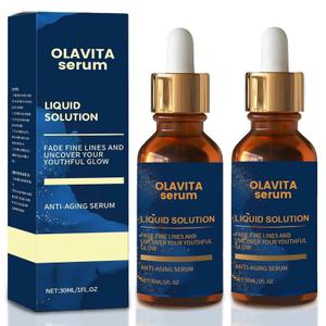 Olavita Liquid Solution Anti Aging Serum, Vitamin C & E Serum, Boosts Skin Collagen Production, Diminishes Fine Lines & Wrinkles For A Youthful Glow (2Pcs)