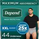 Depend Fresh Protection Adult Incontinence Underwear for Men, Disposable, Maximum, Extra-Extra-Large, Grey, 44 Count (2 Packs of 22), Packaging May Vary (XX-Large)