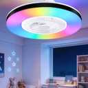 2-in-1 Low Profile Ceiling Fan with Light, 20 Caged Safety Design for Kids - RGB, CCT, Smart APP/Remote Control, Quiet Flush Mount DC Motor, Ideal for Bedroom/Living Room/Kitchen, Black&White
