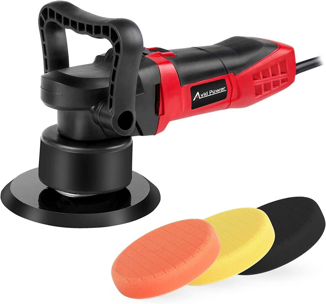 AVID POWER Buffer Polisher, 6-inch Dual Action/DA Polisher for Car Detailing, Random Orbital Car Buffer Polisher Waxer Kit with Variable Speed & 3 Polishing Pads (1-red)