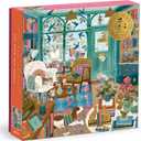 Galison Bookshop Afternoon – 500 Piece Foil Puzzle Fun and Challenging Activity with Bright and Bold Bookshop Themed Artwork for Adults and Families