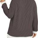 VISLILY Womens-Plus-Size-Tops Trendy Color Block Long Sleeve T Shirts Casual Loose Tunics Cute Knit Crewneck Blouses XL-5XL (XXL)