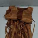 Women's Fringe Vest Sleeveless 70s Hippie Faux Suede Trim Western Cowgirl Tassel Jacket Cardigan (Brown, XL)