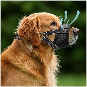 Dog Muzzle for Large Dogs - Soft Breathable Muzzle for Large Sized Dog with Air Mesh | Adjustable Mussels for Dogs Grooming | Muzzles to Prevent Biting Barking Chewing Allows Panting Drinking XL