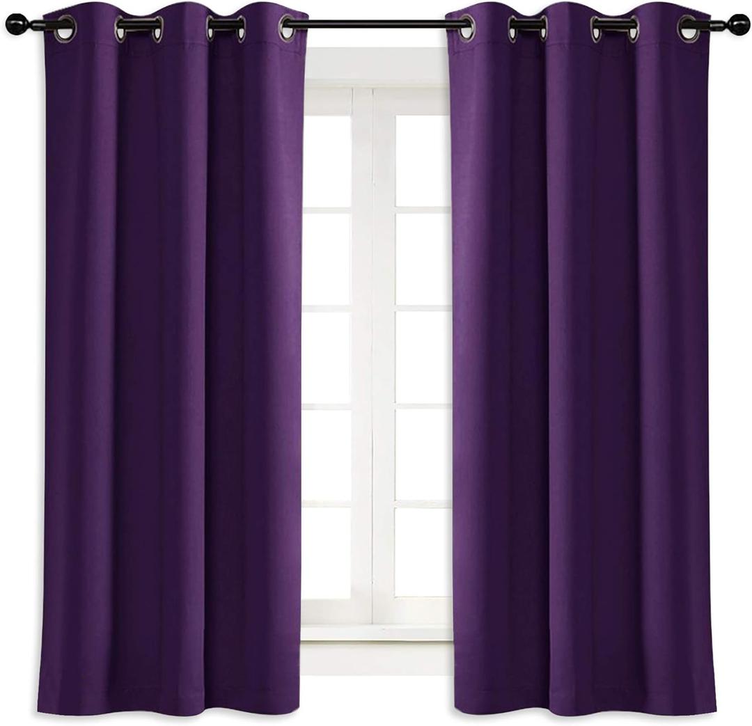 NICETOWN Blackout Room Darkening Window Curtain Triple Weave Home Decoration Solid Ring Top Blackout Room Darkening Drape for Bedroom (Single Panel, 42 x 63 inch, Royal Purple)
