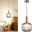 Battery Operated Pendant Light,Glass Battery Ceiling Light Fixtures with Wireless Remote Dimmable,10 Colors Modes Rechargeable Chandelier for Kitchen,Dining Room,Living Room,Bedroom(Clear)