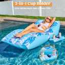 SLOOSH Inflatable Pool Floats Adult - Extreme Comfort Pool Lounge Chair with Detachable Cup Holder, Heavy Duty Lounger Floating Recliner Blow Up Floaties Water Floaty Lake Beach Tanning Float